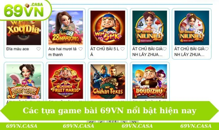 Game bài 69VN 3 Các tựa game bài 69VN nổi bật hiện nay