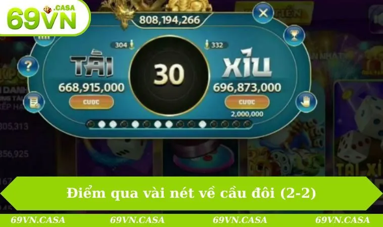 Cách Bắt Cầu Tài Xỉu Dễ Nắm Bắt Dành Cho Bạn Mới 2025 2 Điểm qua vài nét về cầu đôi (2-2)