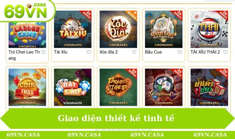 Game bài 69VN 1 Giao diện thiết kế tinh tế, cộng thêm tính hiện đại