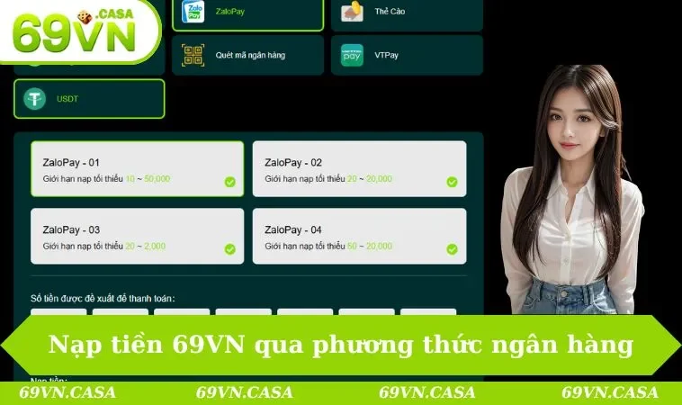 Nạp tiền 69VN qua phương thức thanh toán ngân hàngNạp tiền 69VN qua phương thức thanh toán ngân hàng